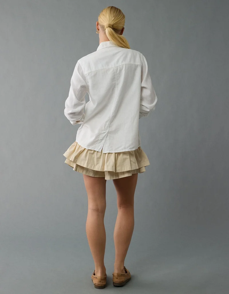 American Eagle AE Weekend Vibes Long-Sleeve Button-Up Shirt